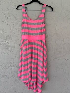 Event Pink and Gray Striped Sleeveless Maxi Dress